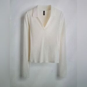 NWT | Ribbed Top With Collar | S